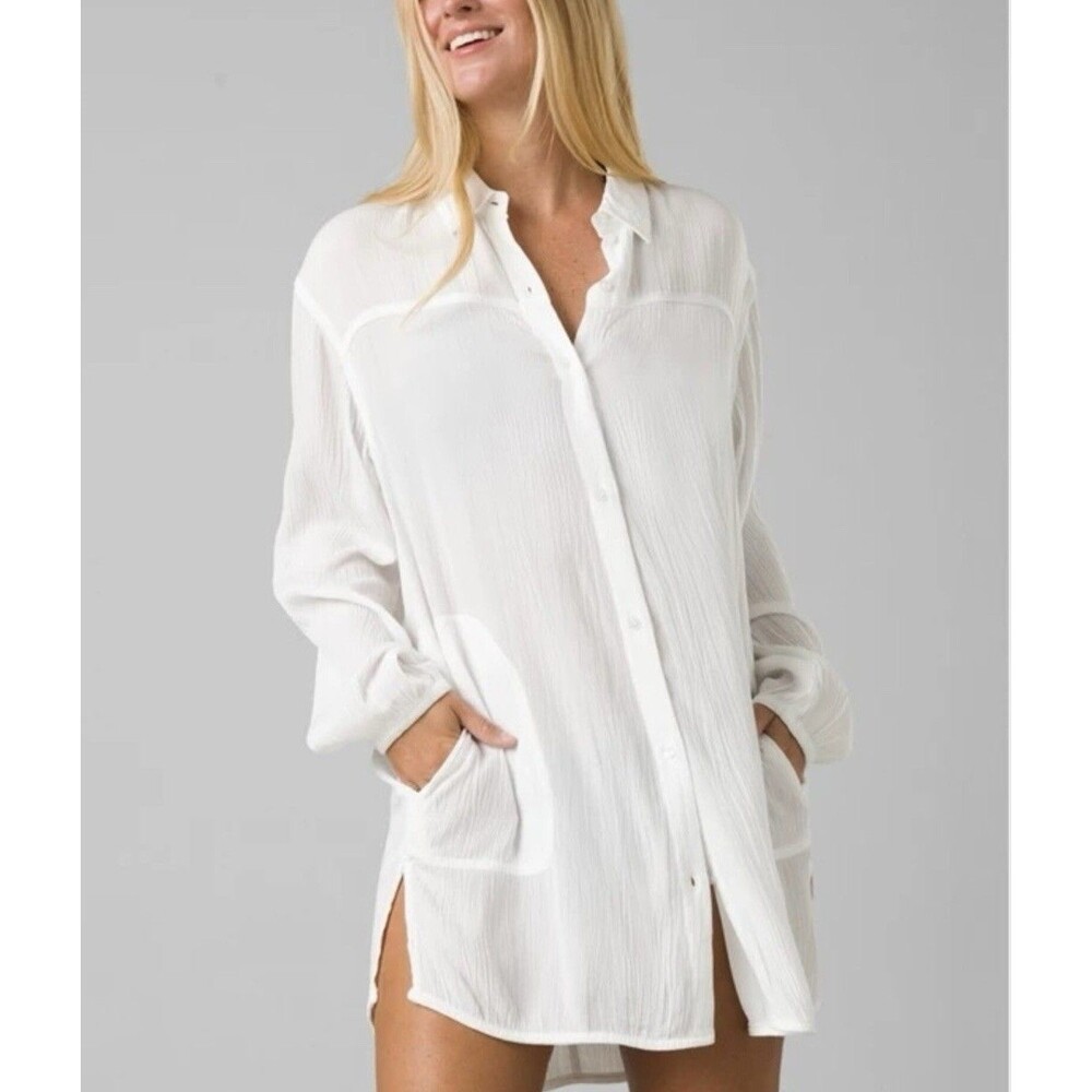 Prana Women's White Button-Up Top